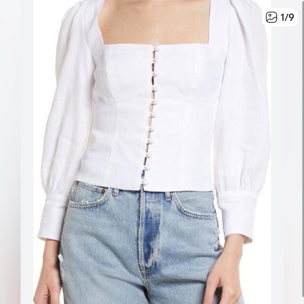 Reformation White Micah Blouse Size 4 - Picture 3 of 9